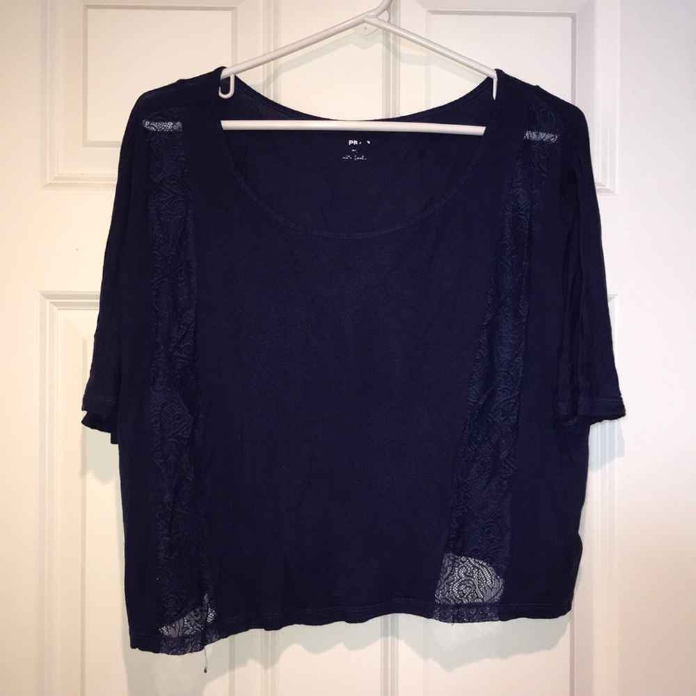 Express Blue crop top with lace